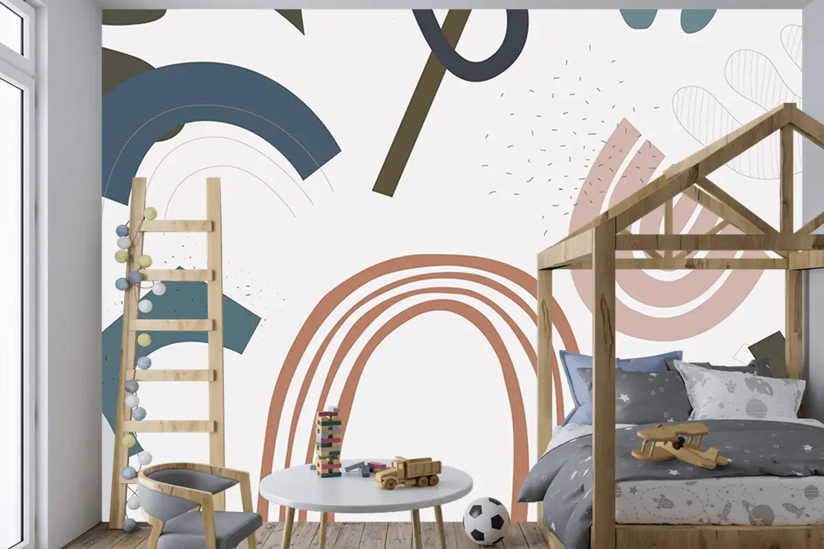 Renkli Gökkuşakları Çocuk Odası Uvar Kağıdı