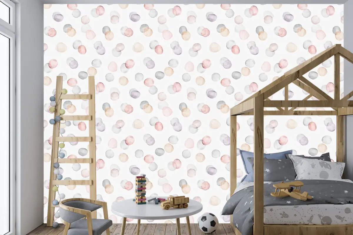Renkli Puantiyeler Çocuk Odası Duvar Kağıdı