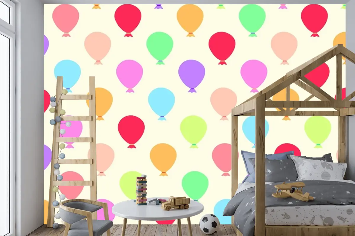 Kesintisiz Renkli Balonlar Desen Çocuk Odası Duvar Kağıdı
