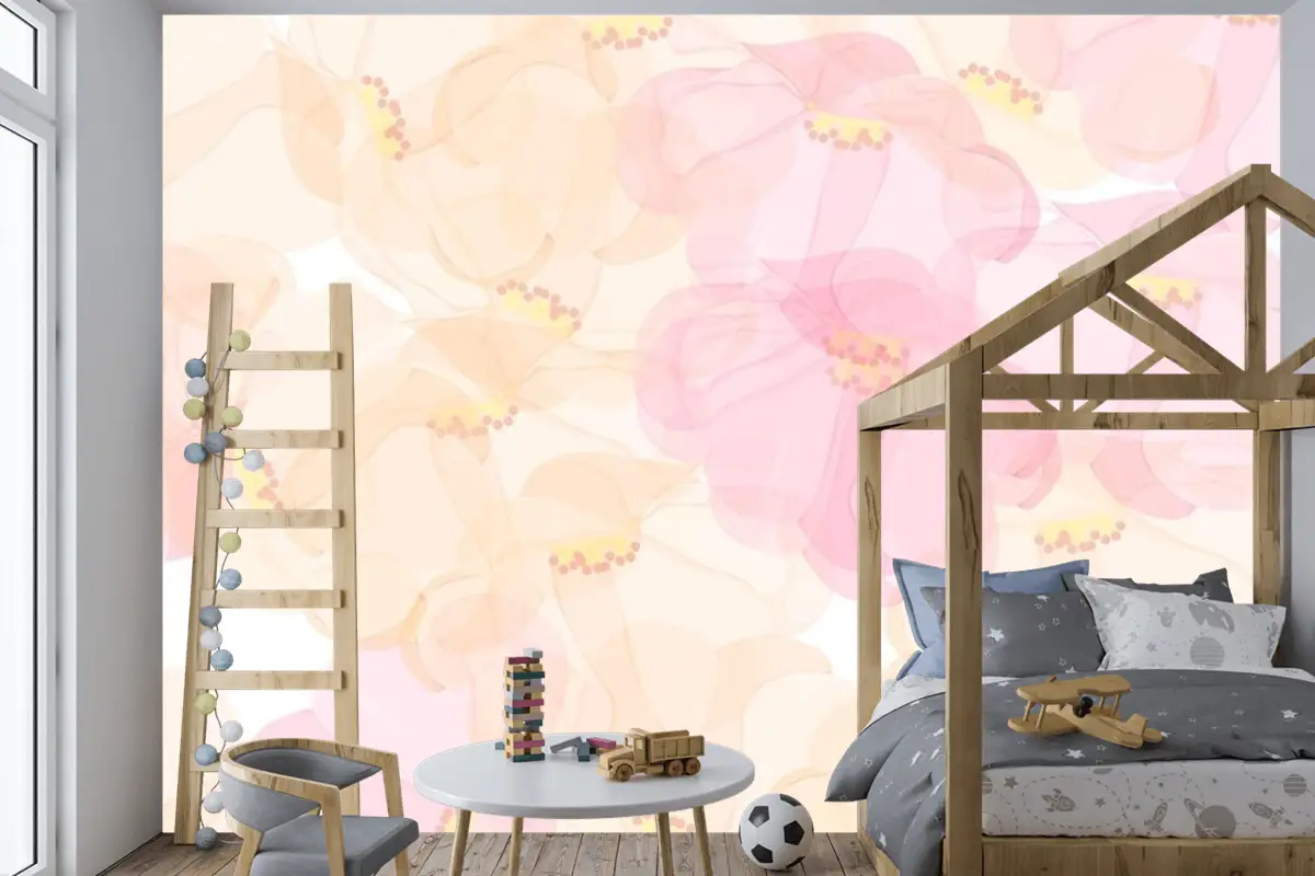 Dikişsiz Desen Çiçek Arka Plan Tasarımı Çocuk Odası Duvar Kağıdı