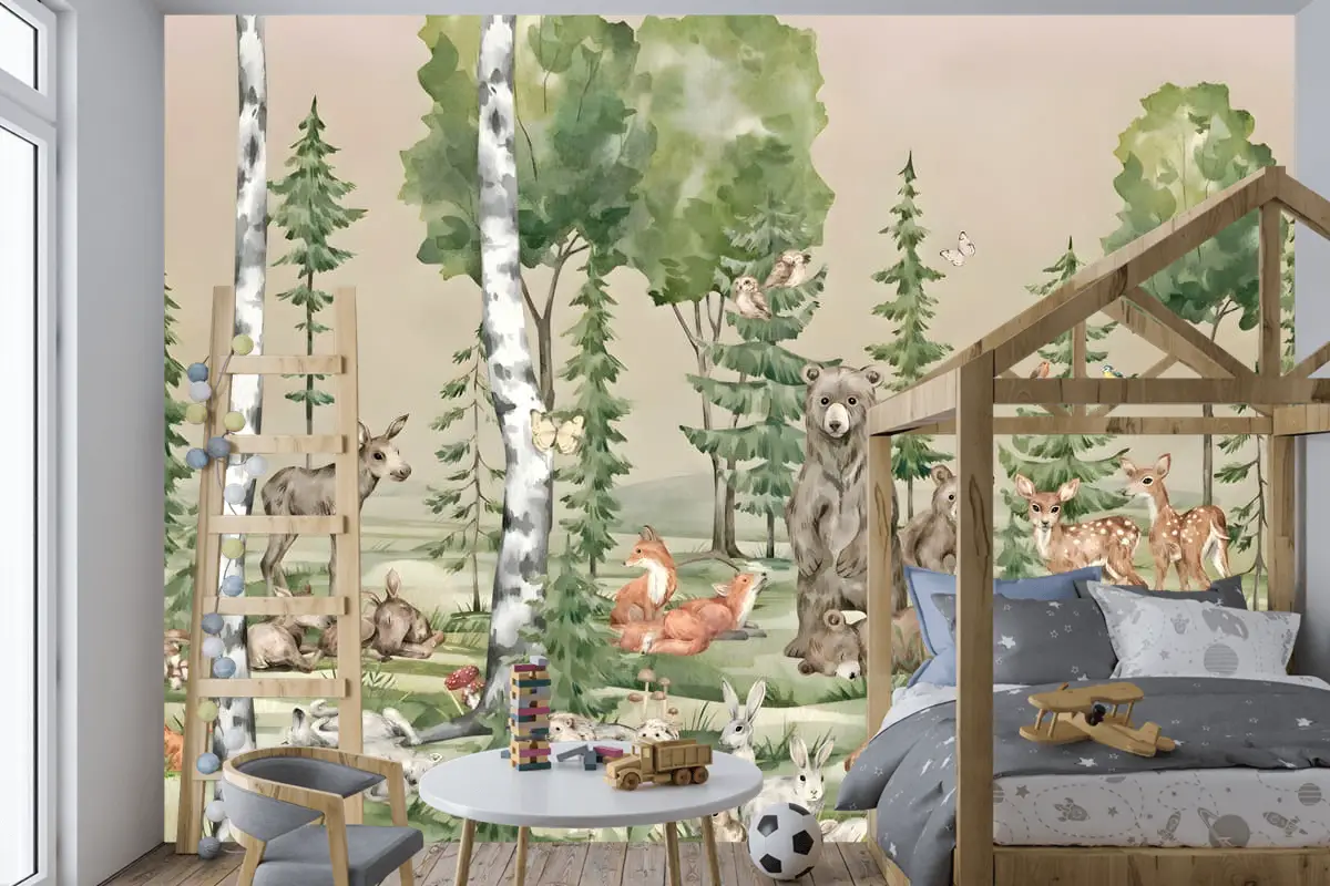 Sevimli Dostlar Çocuk Odası Duvar Kağıdı