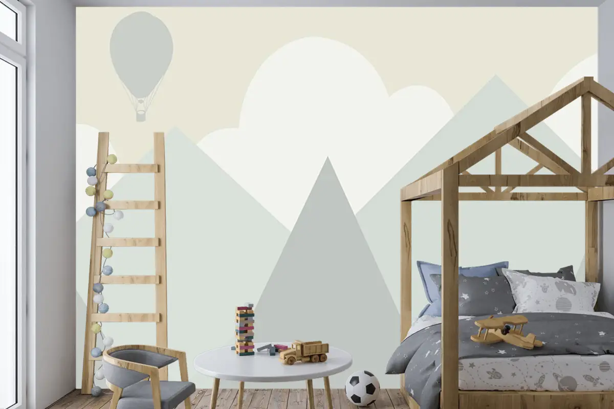 Soft Renk Dağlar Çocuk Odası Duvar Kağıdı