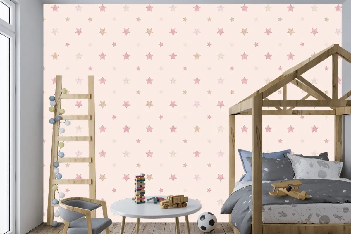 Soft Renk Yıldızlar Çocuk Odası Duvar Kağıdı