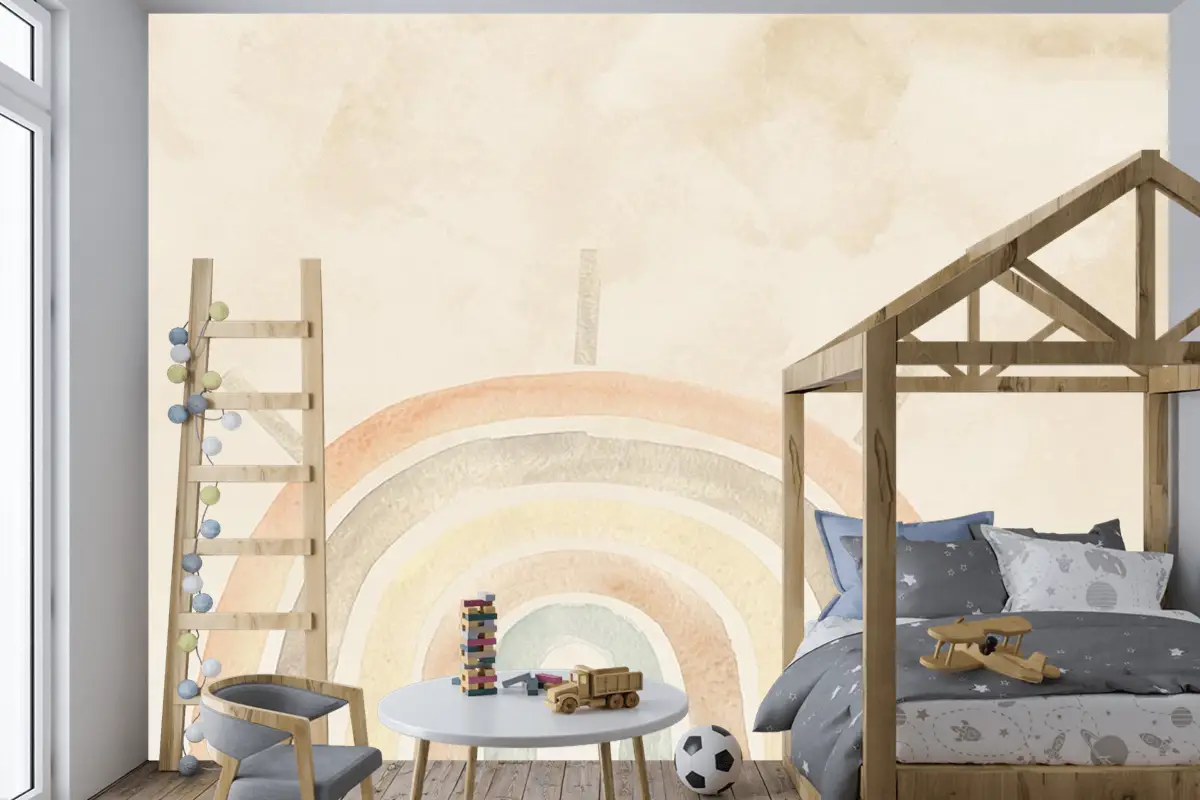 Soft Renkler Gökkuşağı Çocuk Odası Duvar Kağıdı