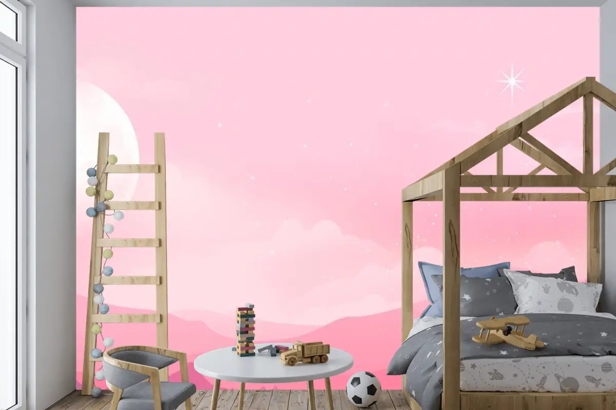 Ay Gökyüzünde Çocuk Odası Duvar Kağıdı