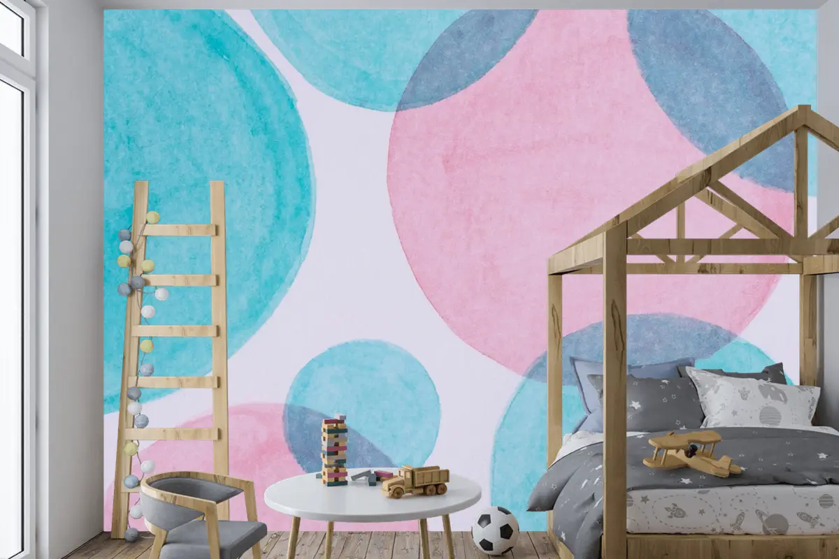 Üstten Görünüm Kağıt Çocuk Odası Duvar Kağıdı Duvar Üzerine Suluboya Boya