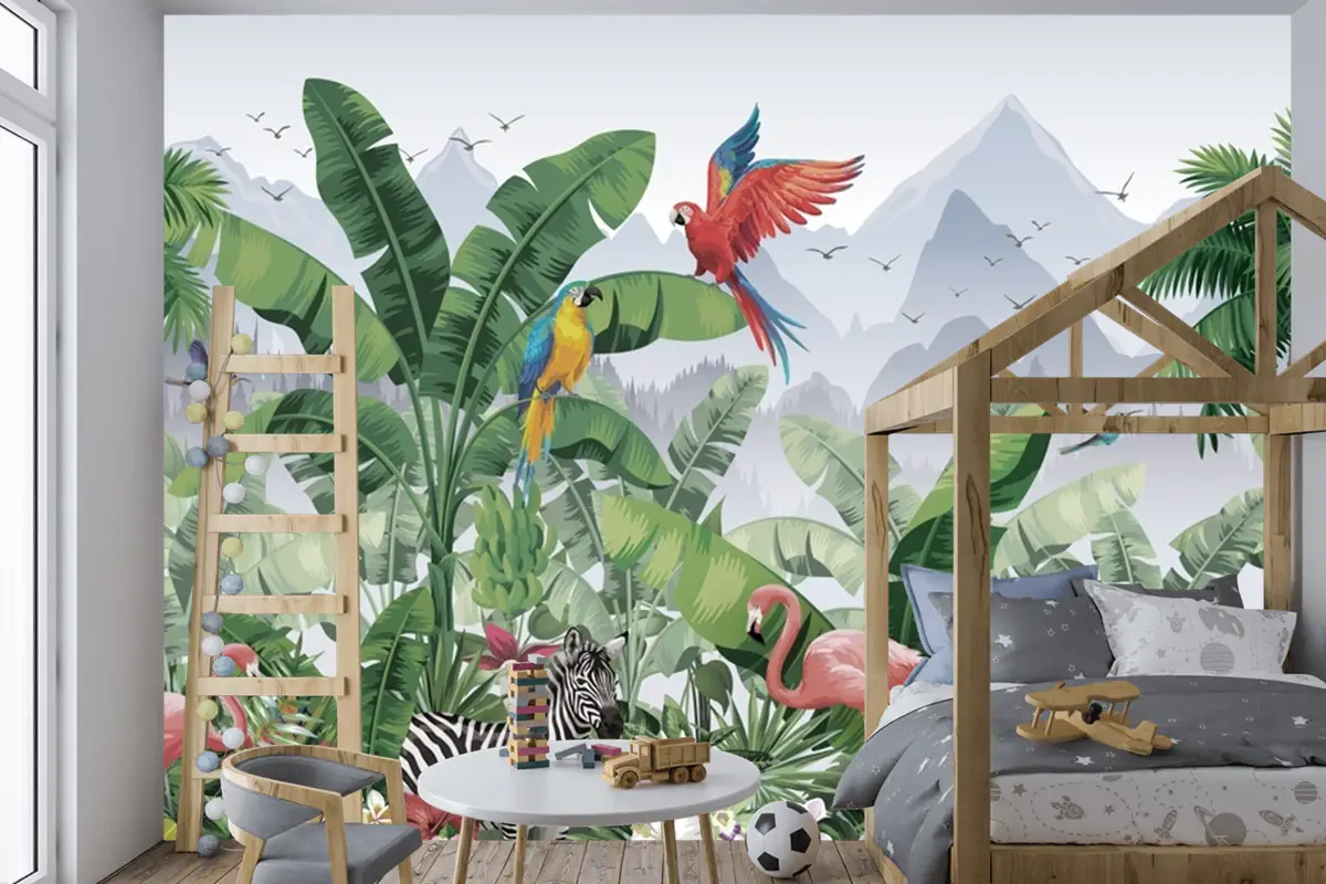 Tropiklerde Yaban Hayatı Çocuk Odası Duvar Kağıdı