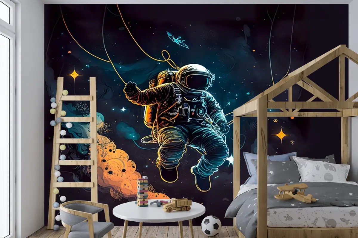 Uzay Astronot Çocuk Odası Duvar Kağıdı