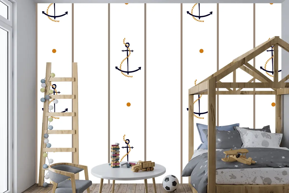 Vektör Kesintisiz Retro Desen Çocuk Odası Duvar Kağıdı