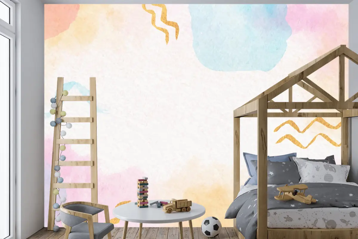 Suluboya Soyut Arka Plan Çocuk Odası Duvar Kağıdı