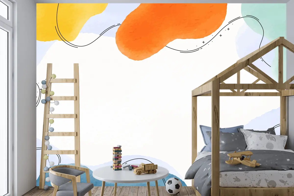 Suluboya Soyut Arka Plan Çocuk Odası Duvar Kağıdı 