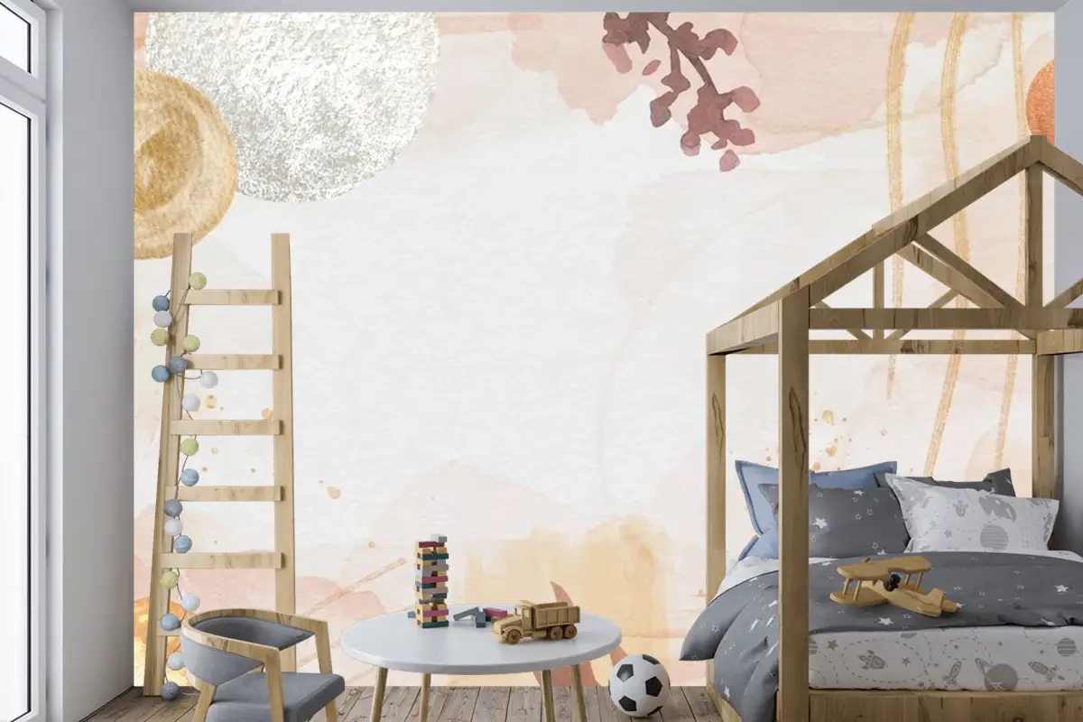 Suluboya Soyut Arka Plan Çocuk Odası Duvar Kağıdı 