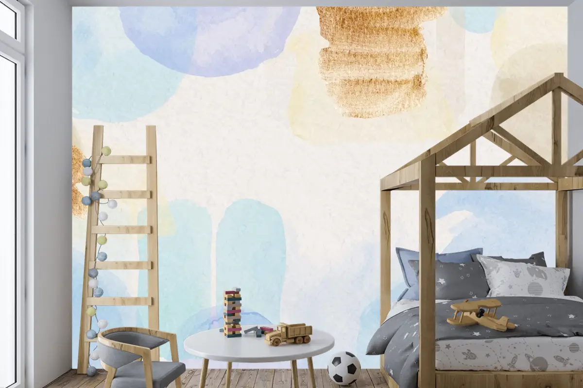 Boyalı Lekeli Suluboya Soyut Arka Plan Çocuk Odası Duvar Kağıdı