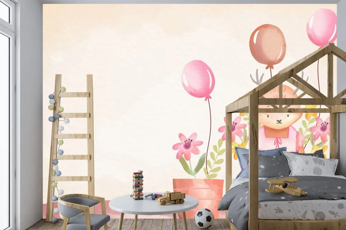 Suluboya Bebek Arka Plan Çocuk Odası Duvar Kağıdı