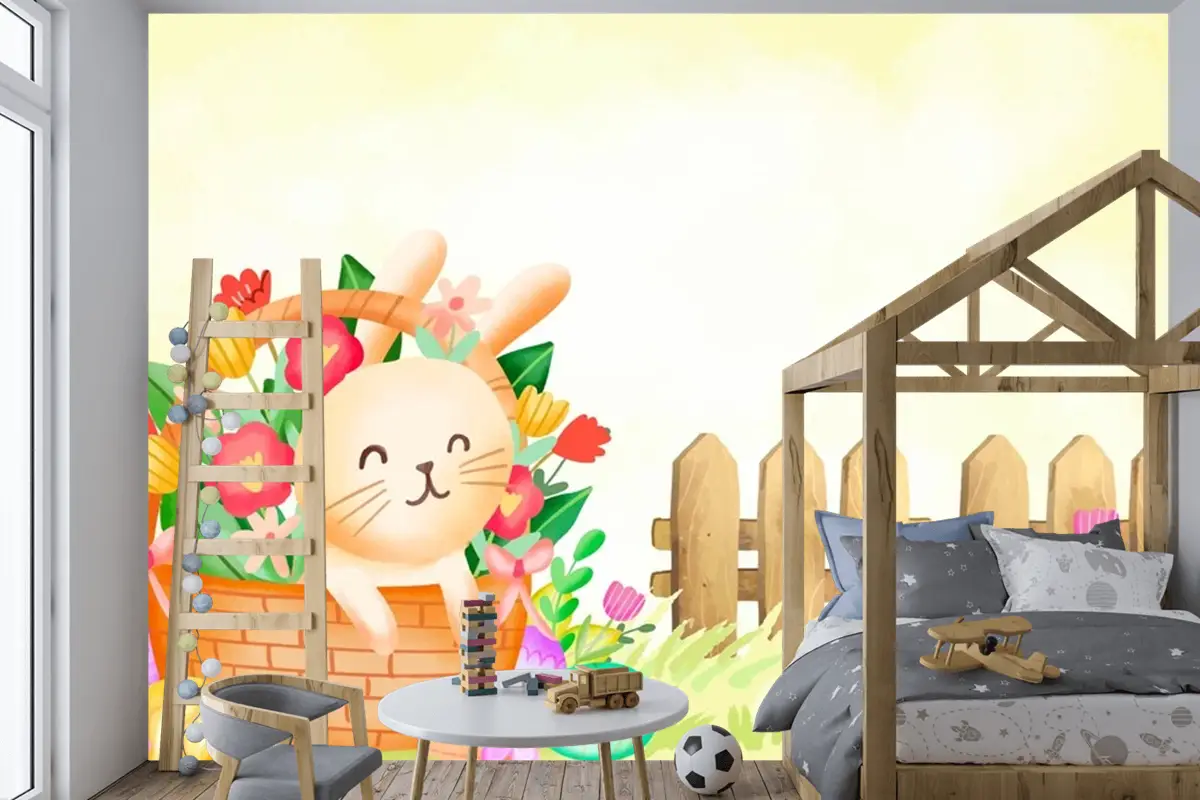 Paskalya Kutlaması Çocuk Odası Duvar Kağıdı  Için Suluboya Arka Plan