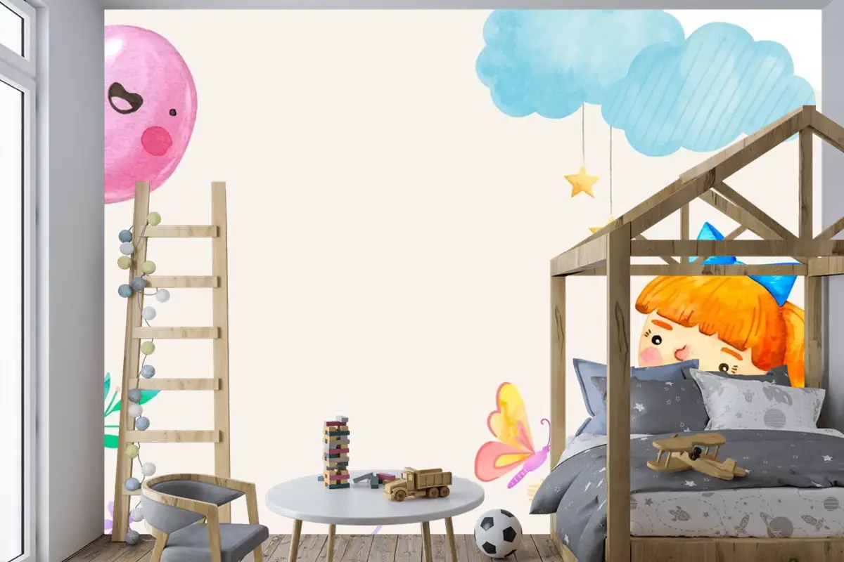 İspanyolca Arka Plan Çocuk Odası Duvar Kağıdı Duvarında Suluboya Çocuk Bayramı