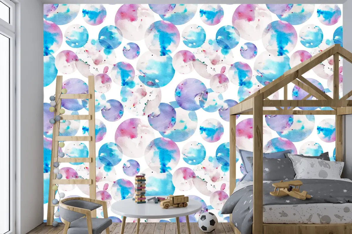Suluboya Noktalı Desen Çocuk Odası Duvar Kağıdı 
