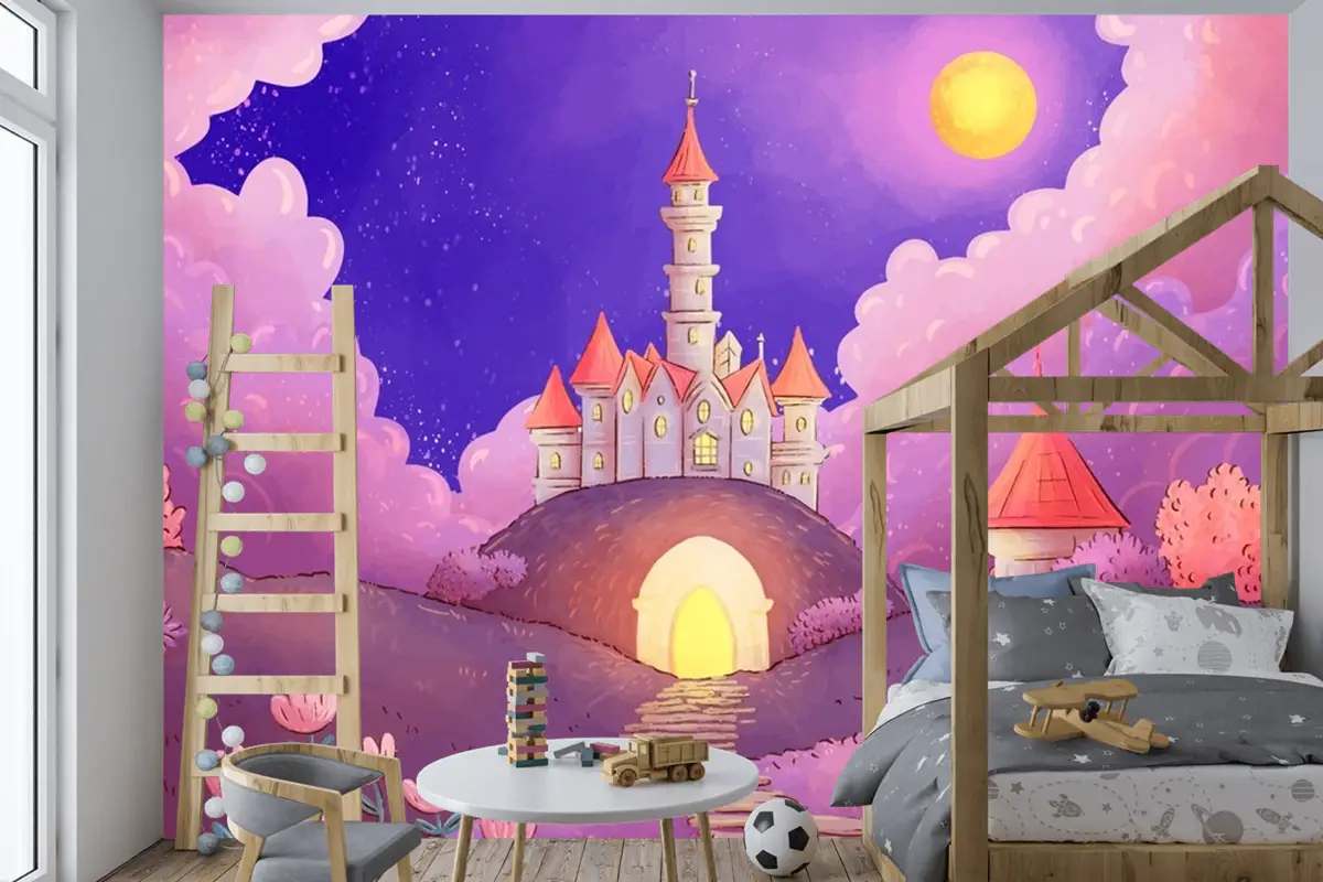 Suluboya Peri Masalı Arka Plan Çocuk Odası Duvar Kağıdı 