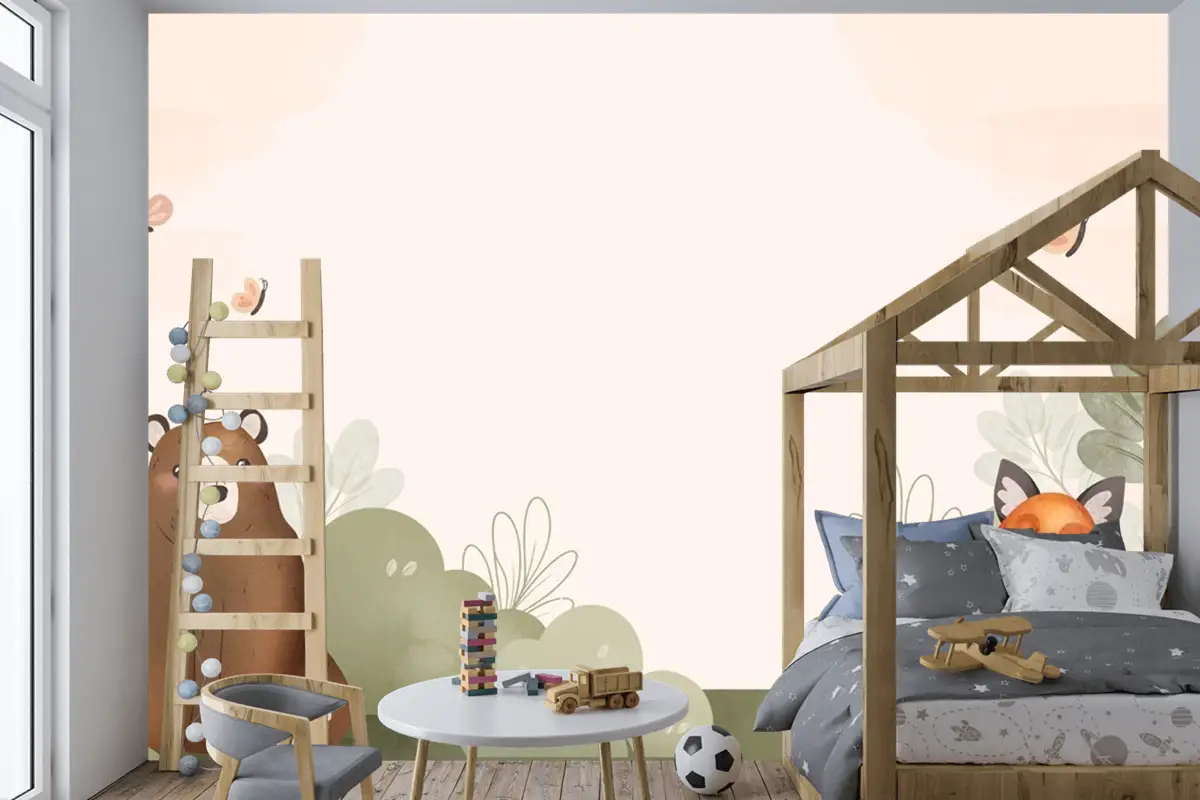 Suluboya Orman Hayvanları Çocuk Odası Duvar Kağıdı