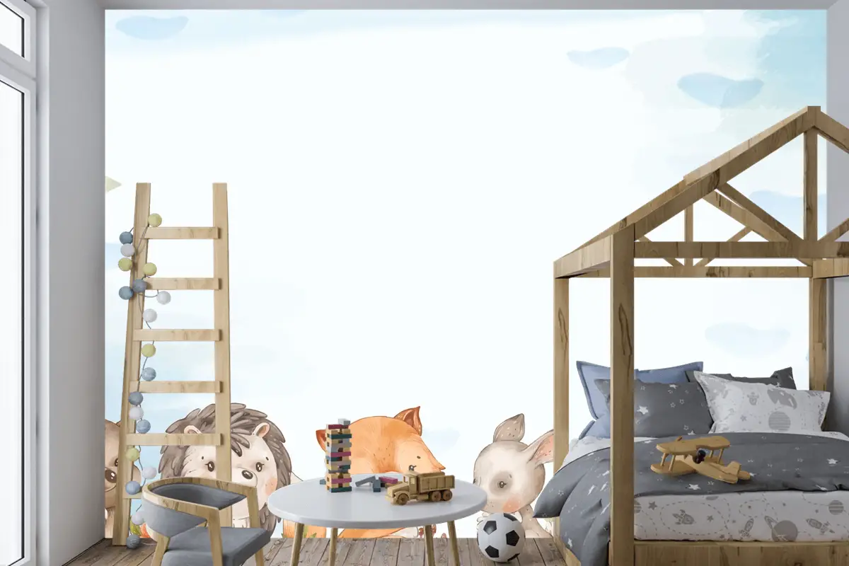 Suluboya Orman Hayvanları Çocuk Odası Duvar Kağıdı