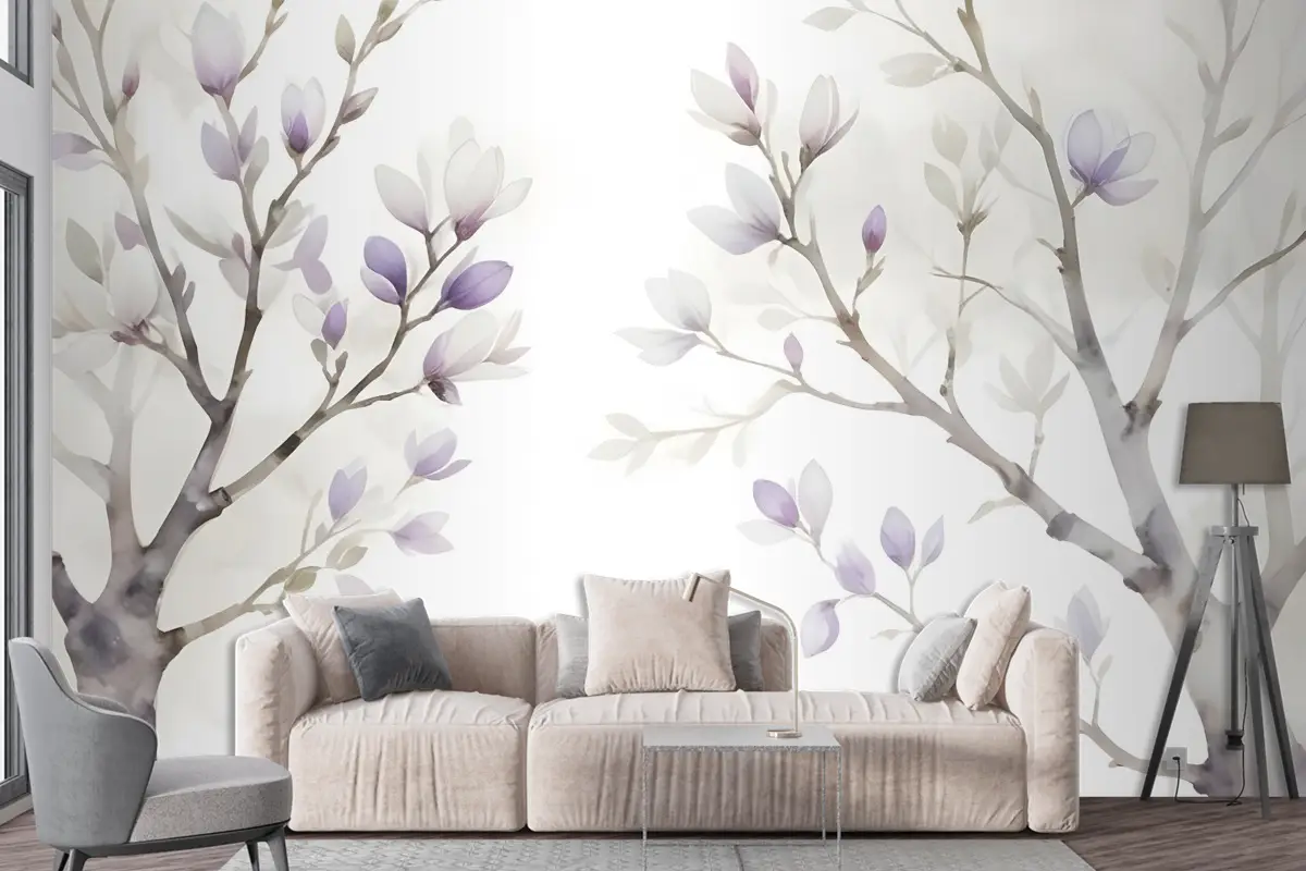 Suluboya Manolya Çiçek Duvar Kağıdı 