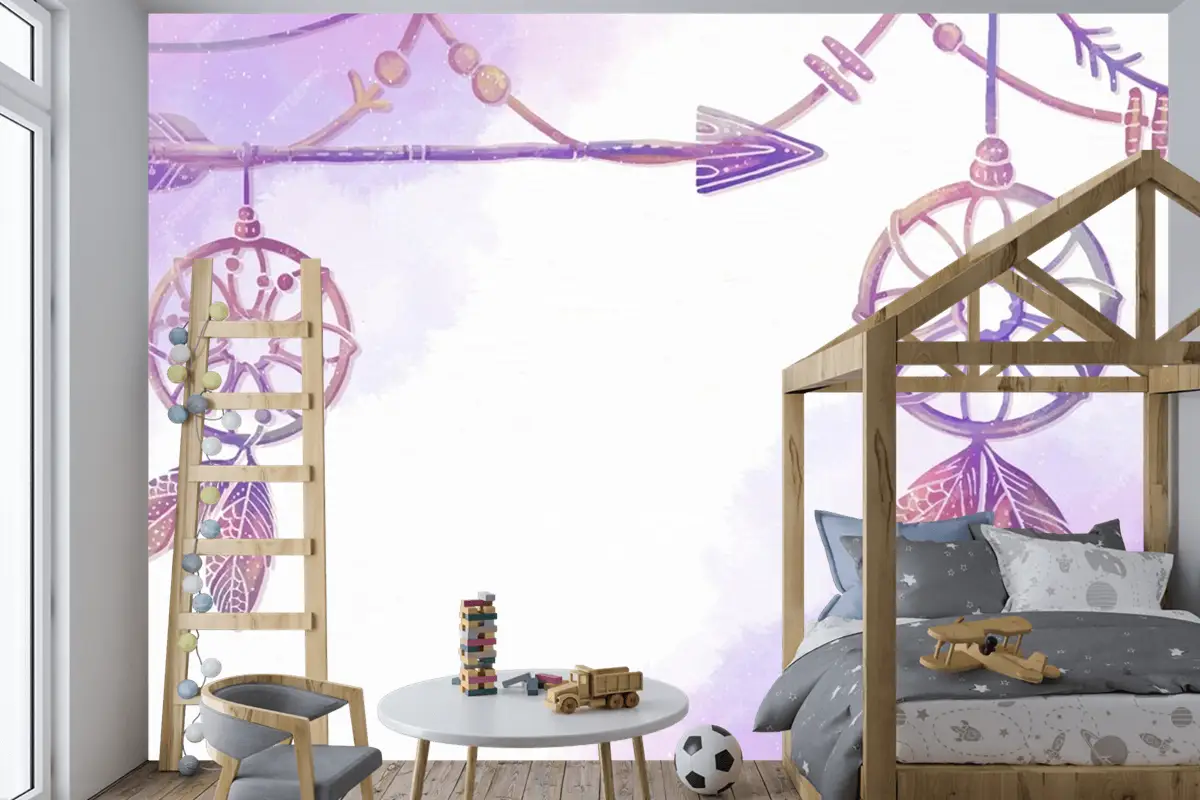 Suluboya Boyalı Boho Arka Plan Çocuk Odası Duvar Kağıdı 