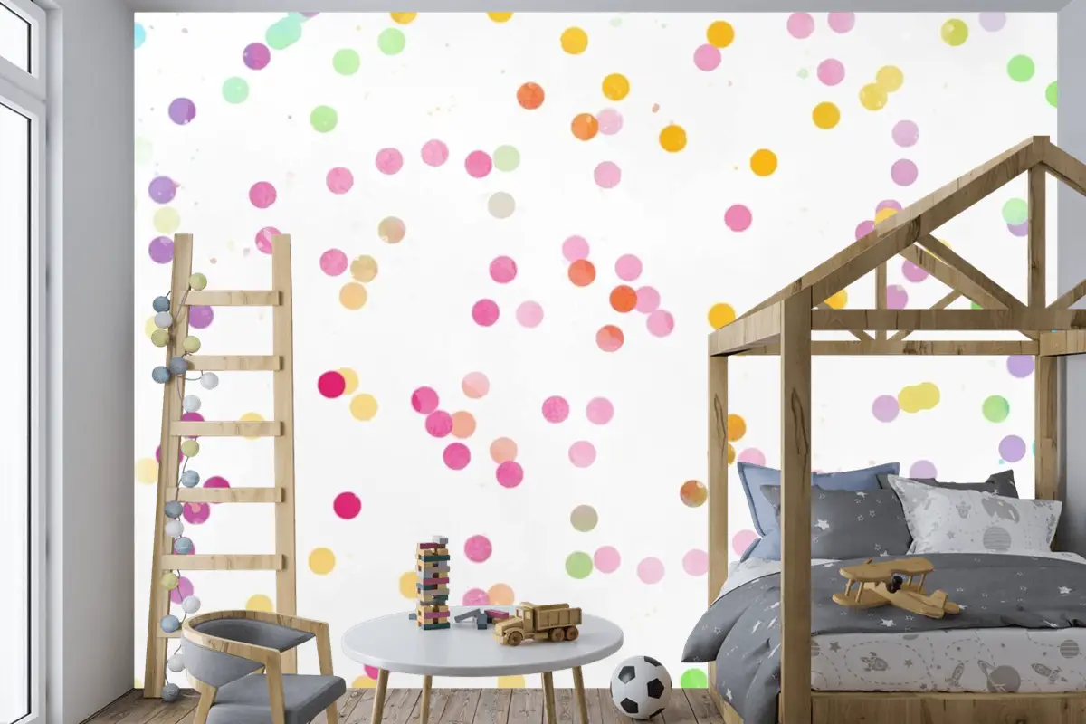 Suluboya Gökkuşağı Arka Plan Çocuk Odası Duvar Kağıdı 