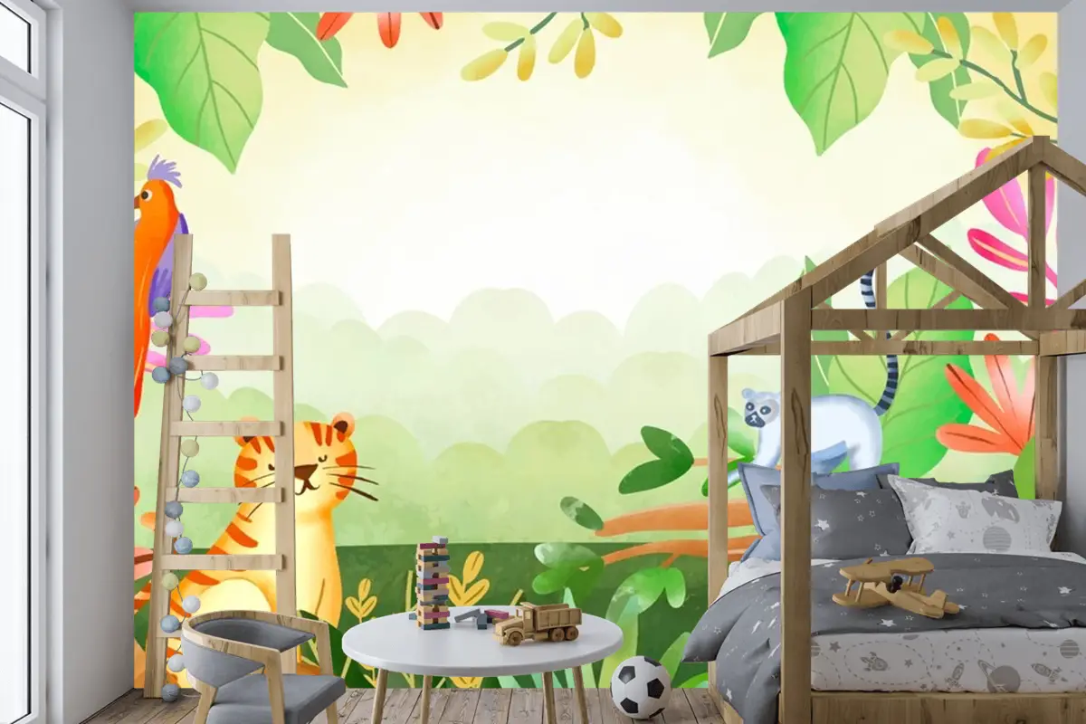 Suluboya Dünya Yaban Hayatı Günü Arka Plan Çocuk Odası Duvar Kağıdı 