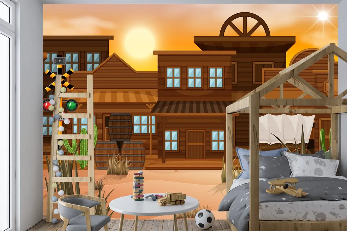 Doğada Batı Çölü Temalı Sahne Çocuk Odası Duvar Kağıdı