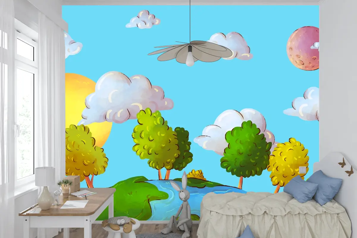 Uluslararası Orman Günü Kutlaması Çocuk Odası Duvar Kağıdı  Için Suluboya Arka Plan