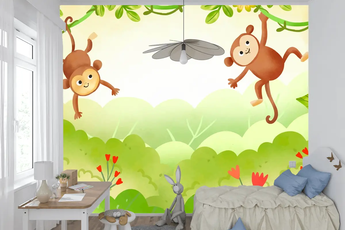 Suluboya Dünya Yaban Hayatı Günü Arka Plan Çocuk Odası Duvar Kağıdı 