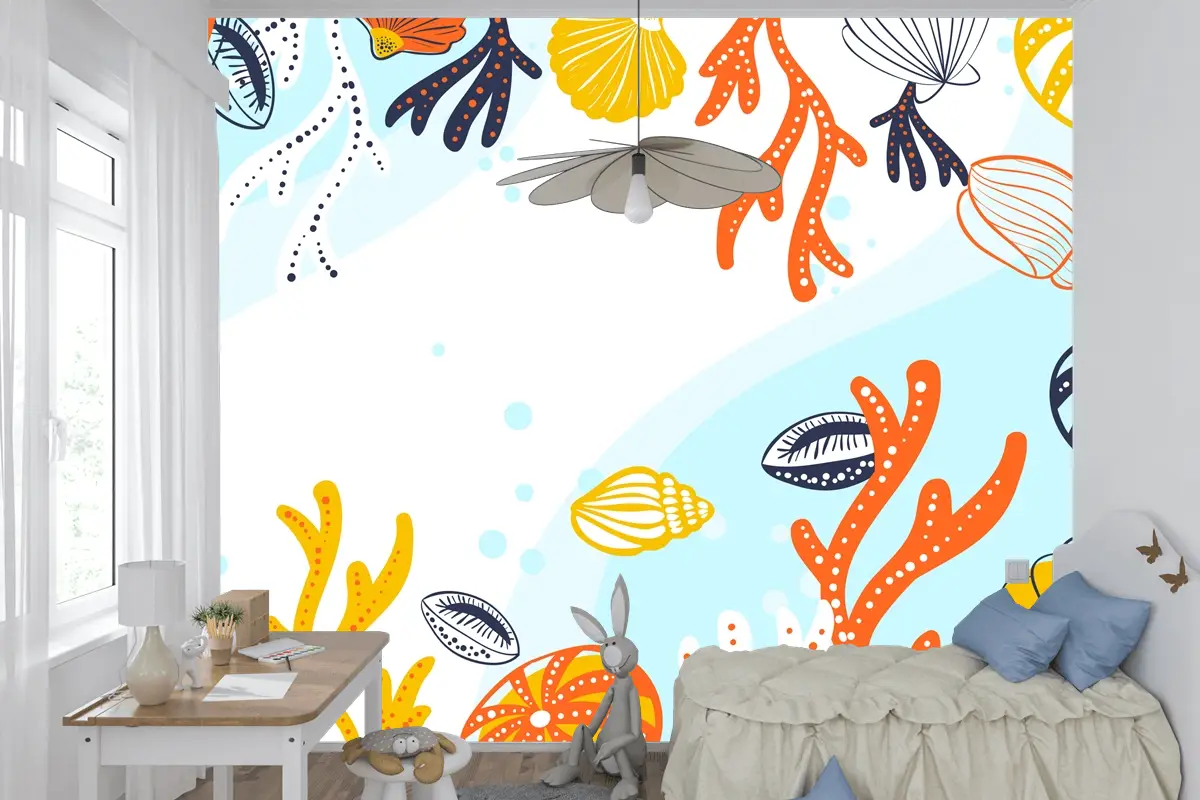 Elle Çizilmiş Su Arka Plan Çocuk Odası Duvar Kağıdı 