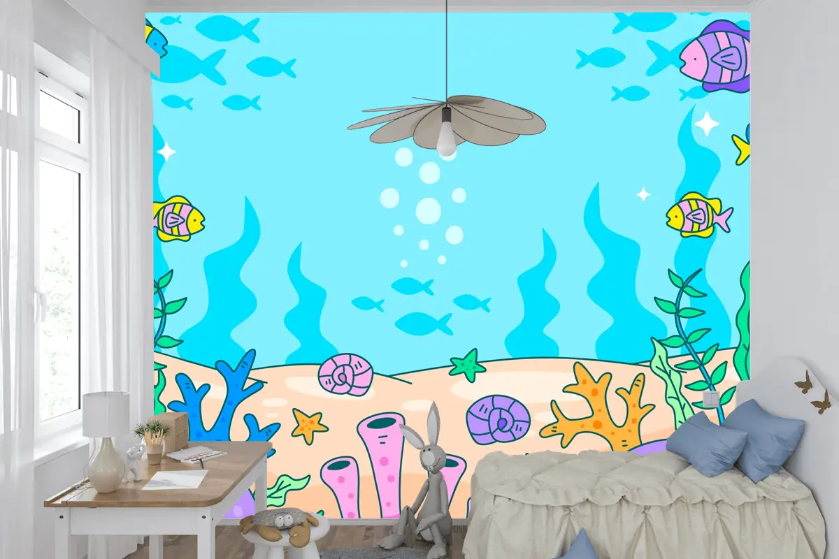 Dünya Okyanuslar Günü Elle Çizilmiş Arka Plan Çocuk Odası Duvar Kağıdı