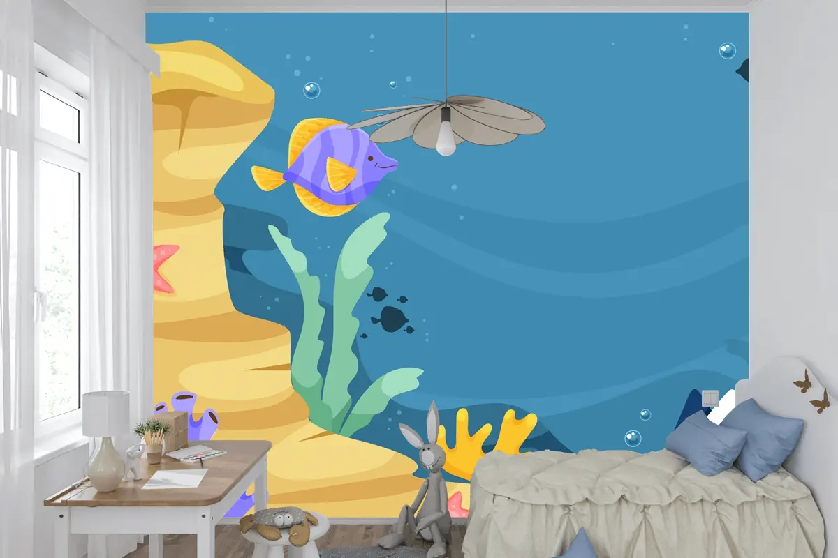 Dünya Okyanuslar Günü Elle Çizilmiş Düz Arka Plan Çocuk Odası Duvar Kağıdı