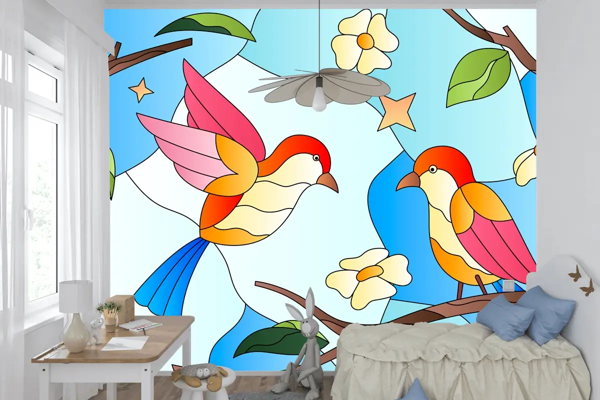 Degrade Vitray Arka Plan Çocuk Odası Duvar Kağıdı 