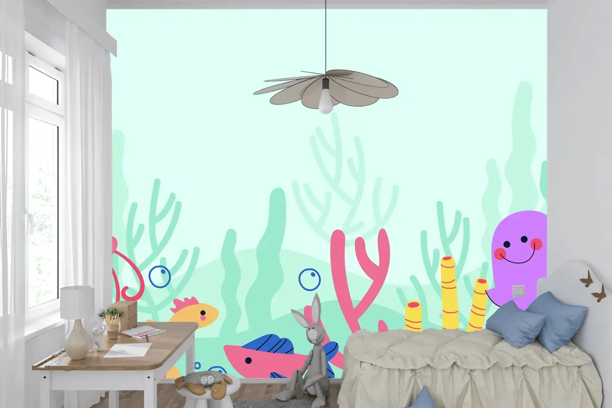 Düz Dünya Okyanuslar Günü Arka Plan Çocuk Odası Duvar Kağıdı