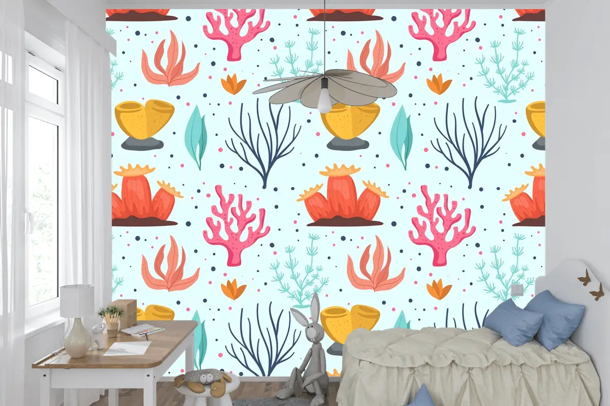 Mercan Desen Koleksiyonu Konsepti Çocuk Odası Duvar Kağıdı 