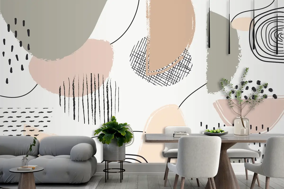 Soyut Pastel Arka Plan Konsepti Oturma Odası Duvar Kağıdı 