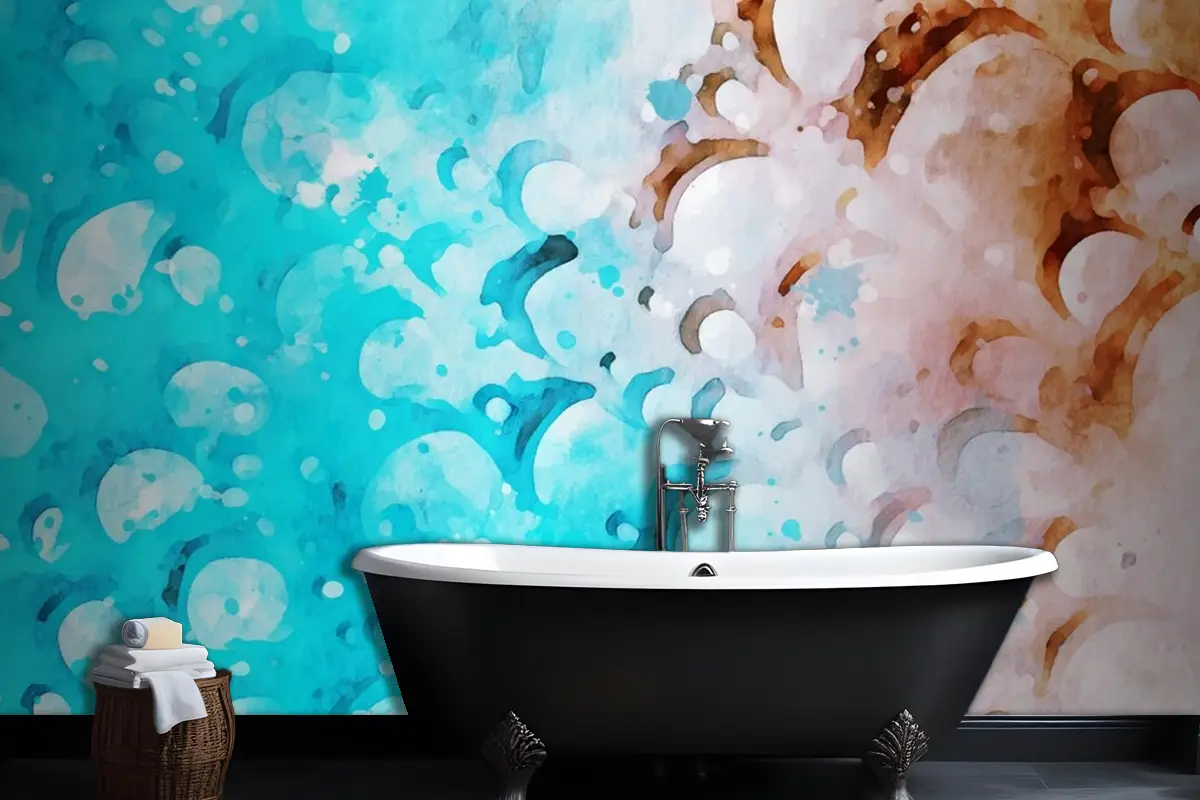 Soyut Suluboya Fırça Darbesi Yapıt Banyo Duvar Kağıdı