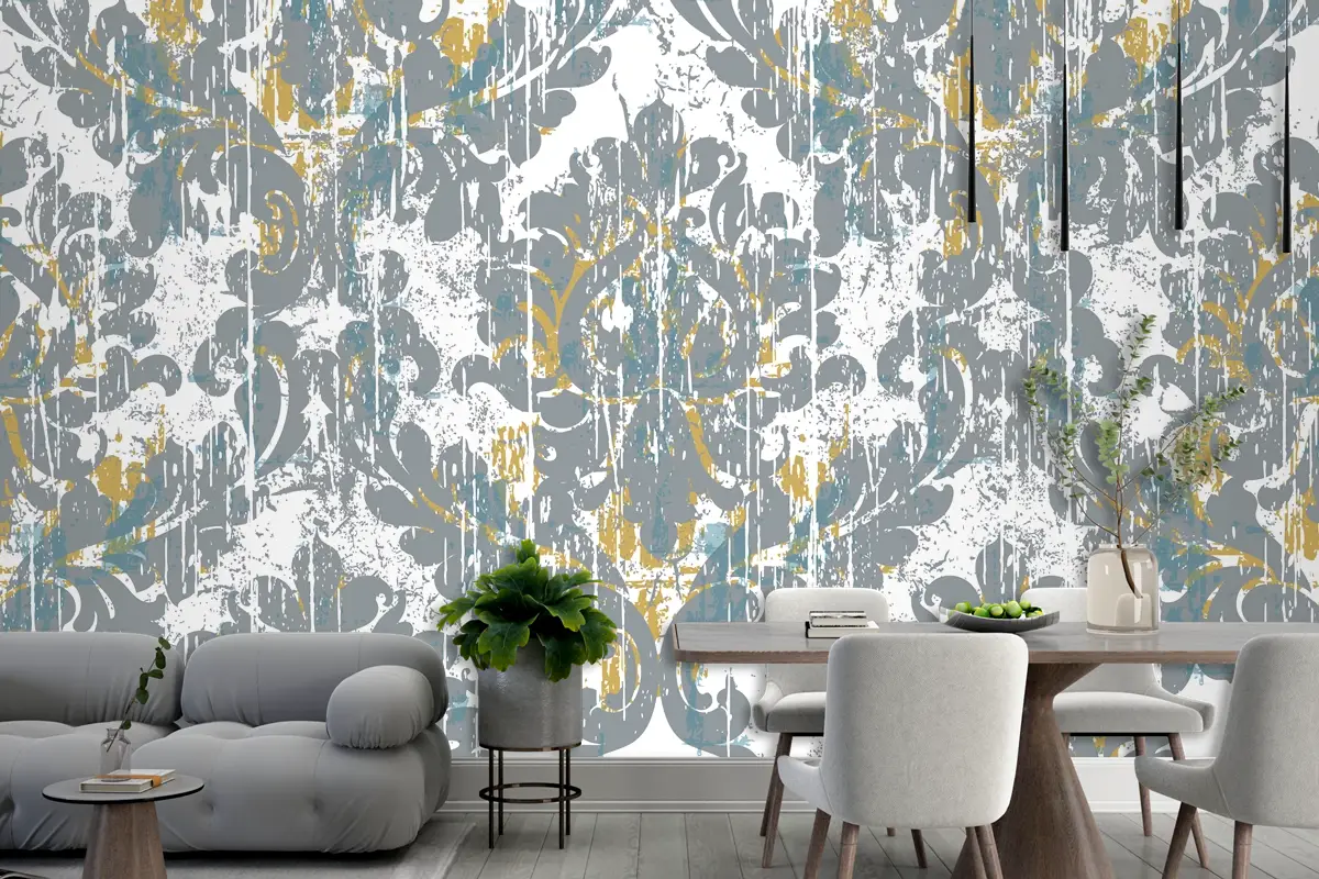 Kraliyet Vintage Grunge Tarzı Hasarlı Retro Duvar Kağıdı 