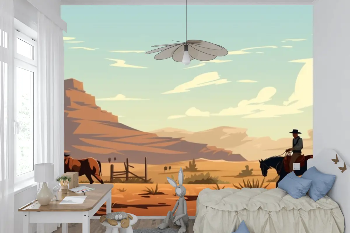 Çölde Ata Binen Adam Çocuk Odası Duvar Kağıdı