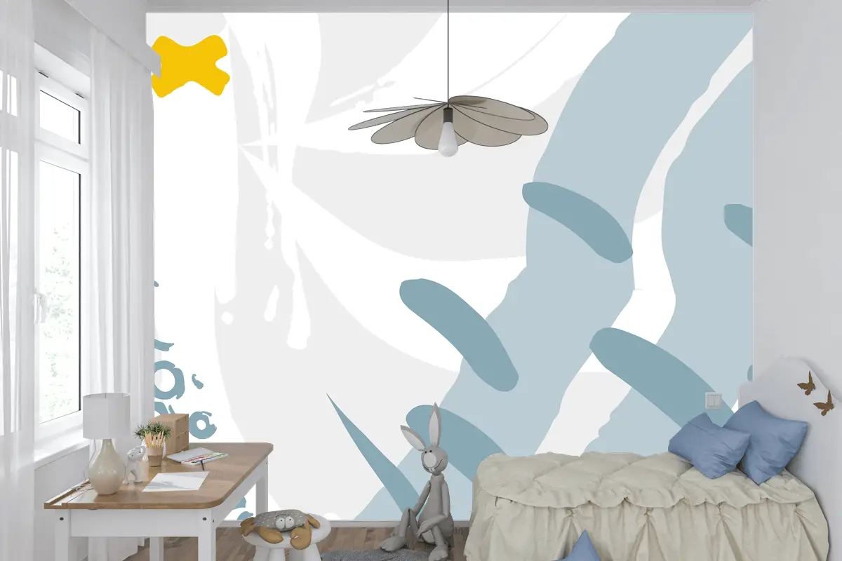 Renkli Tasarımlı Soyut Şekil Renk Sıçrama Çocuk Odası Duvar Kağıdı 