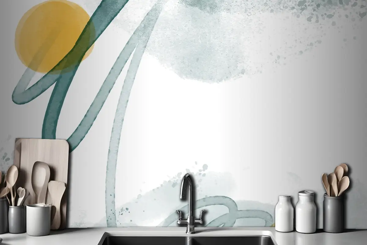 Soyut Suluboya Arka Plan Mutfak Duvar Kağıdı 