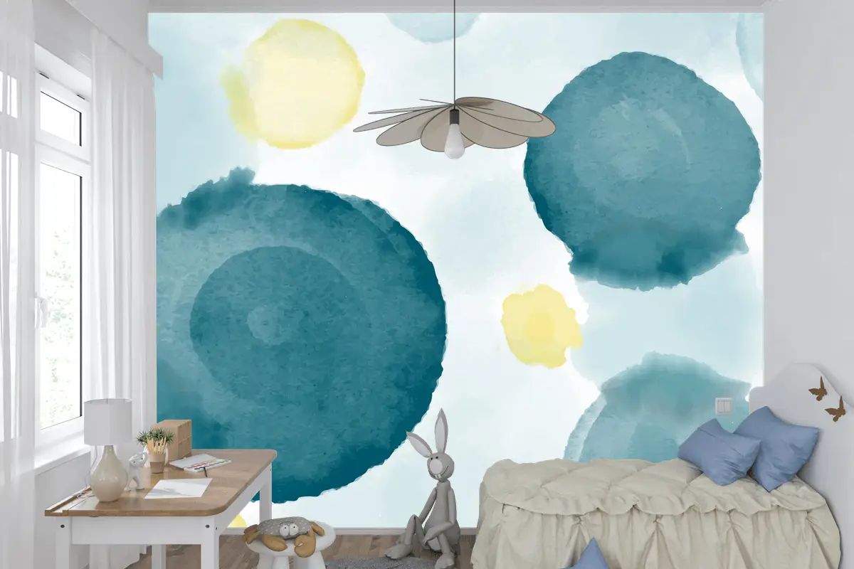 Soyut Suluboya Arka Plan Çocuk Odası Duvar Kağıdı 