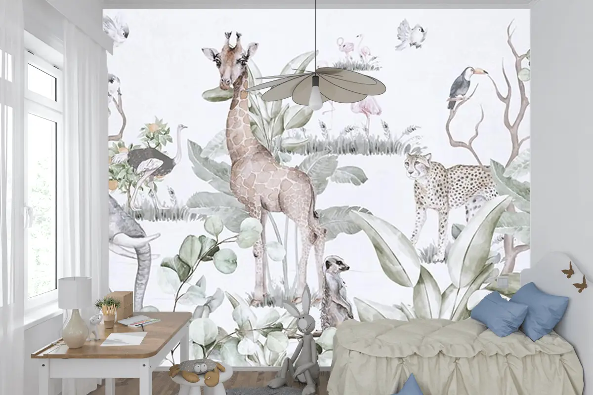 Ağaçlar Ve Yapraklar Arasında Sevimli Hayvanlar Duvar Kağıdı