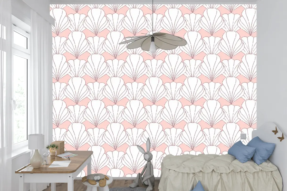 Art Deco Gül Altın Dikişsiz Desen Çocuk Odası Duvar Kağıdı