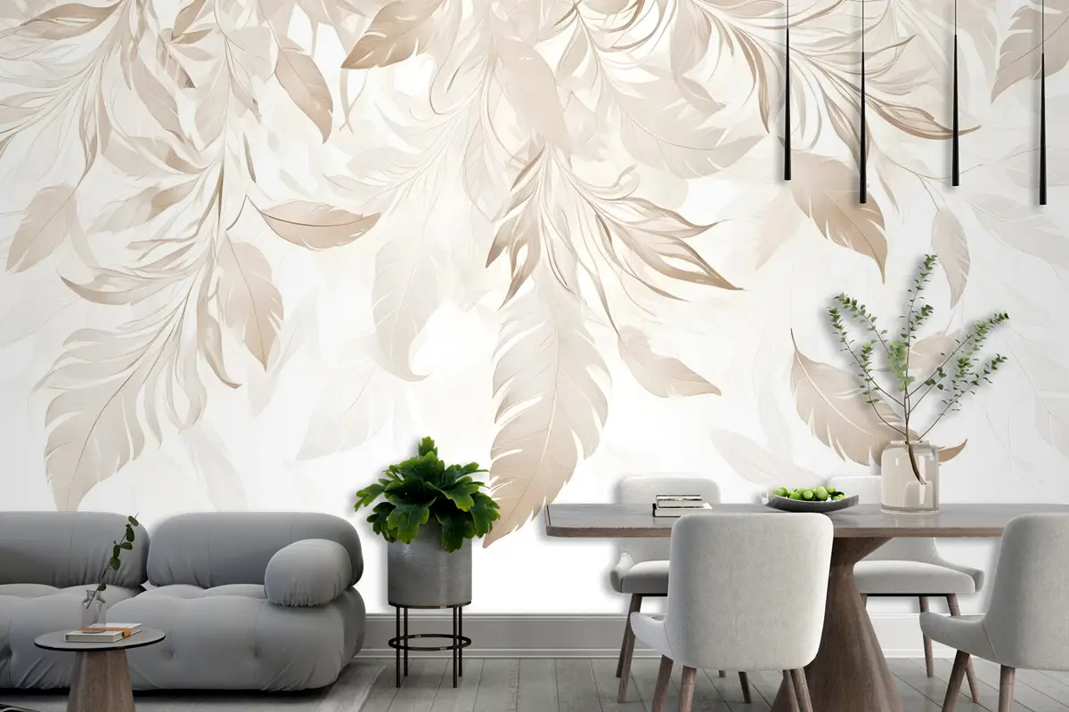 Boho Soyut Muz Yaprağı Sanat Duvar Kağıdı 