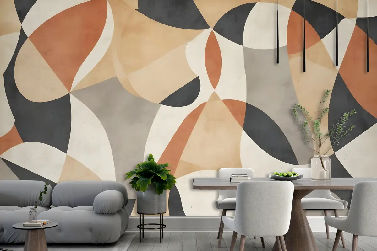 Boho Geometrik Soyut Sanat Duvar Kağıdı 