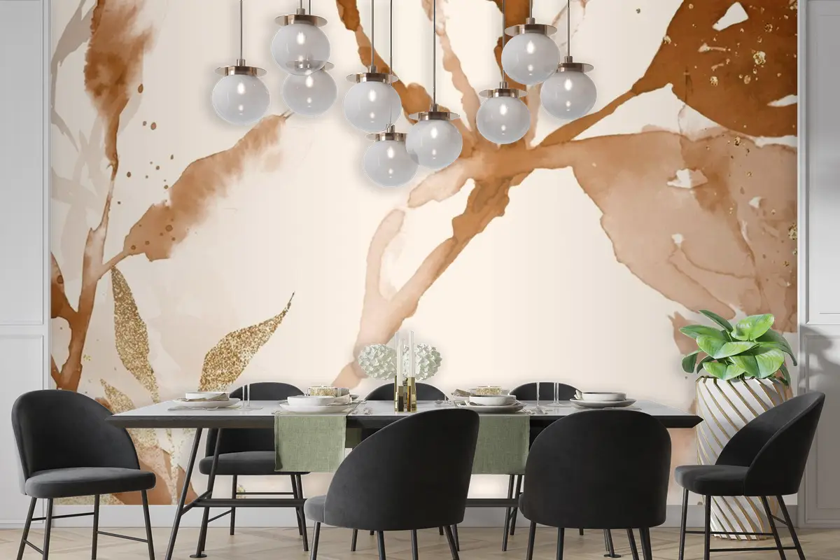 Kahverengi Suluboya Yaprak Arka Plan Estetik Sonbahar Sezonu Duvar Kağıdı