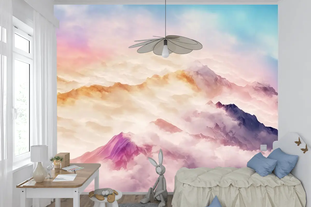 Çocuk Odası Duvar Kağıdı Bulutlar Ve Dağlar